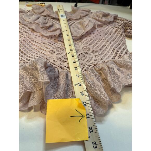 Beulah Poets Lace Blouse Medium – Romantic Victorian Ruffle Peplum Cottagecore - Picture 7 of 9